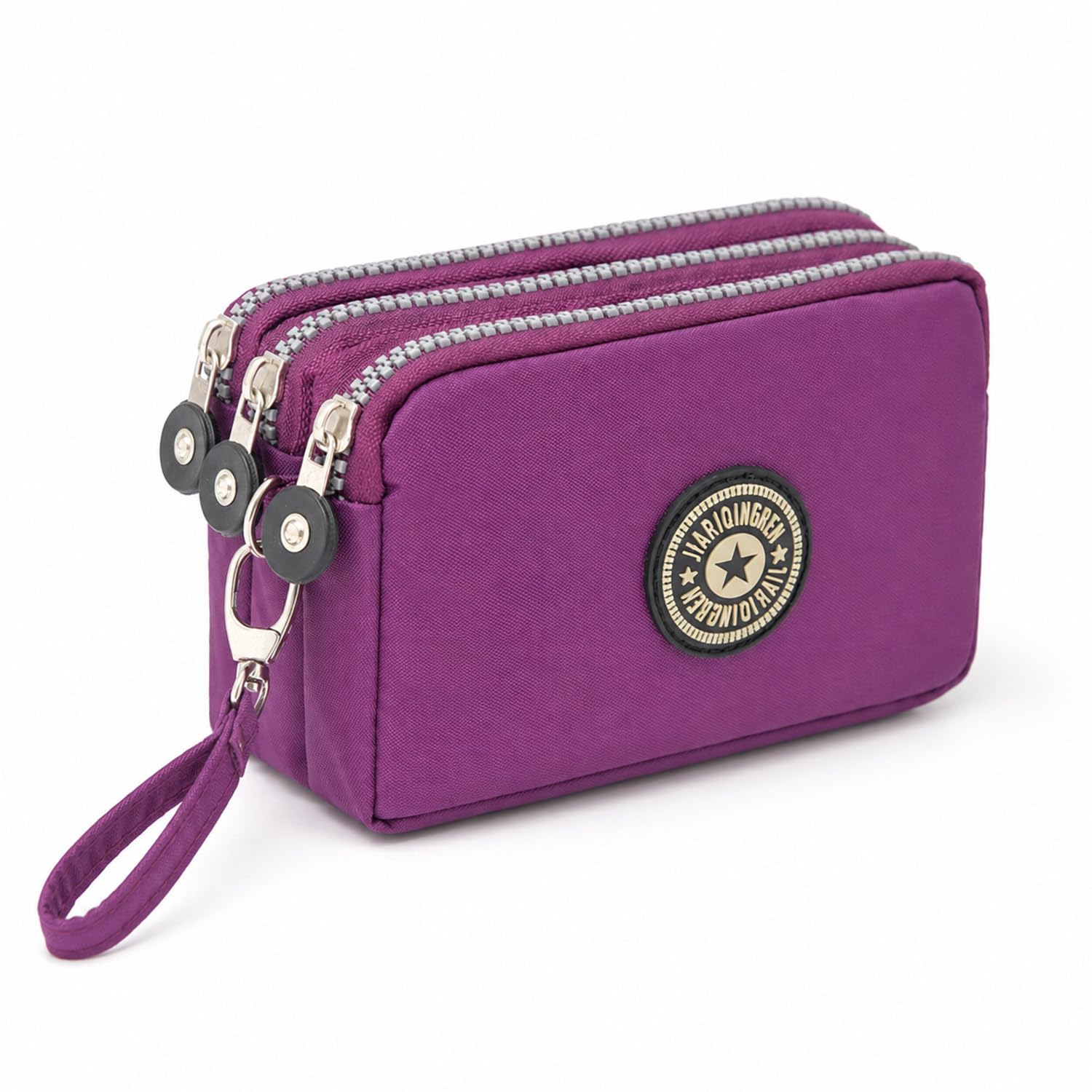 Women's Three-Zip Coin Purse Cosmetic Bag Mobile Phone Bag Hand Portable Bag Medium Bag Small Square Bag-image-12