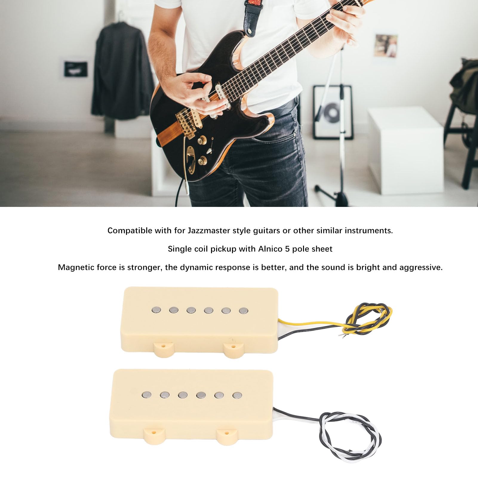 Generic Set di Pickup per Chitarra Elettrica Alnico 5 da 2 Pezzi Suono Migliorato per Chitarre Elettriche Jazzmaster