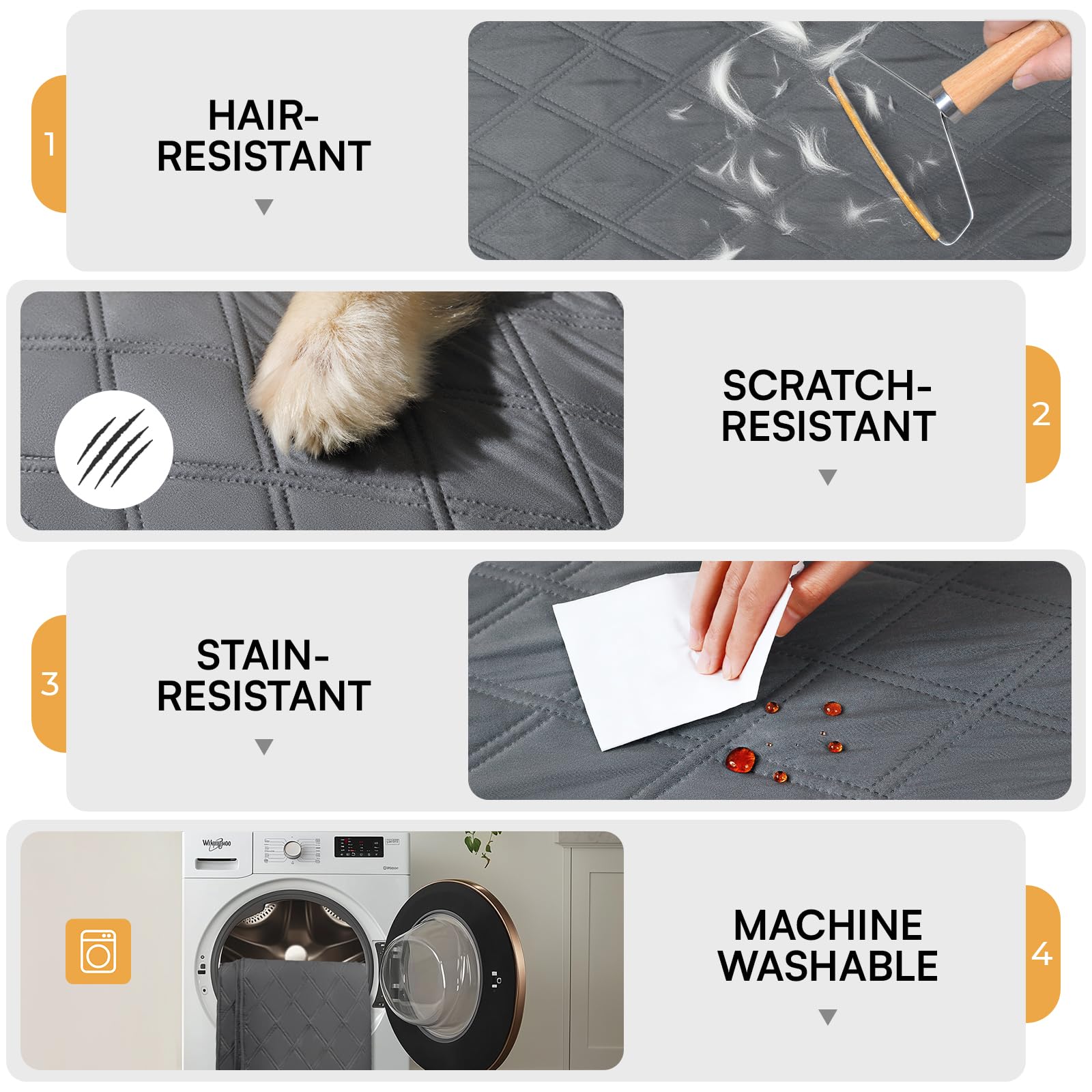 luciphia Copridivano per Cani Impermeabile, Coperta per Cani 100% Impermeabile con Punti Antiscivolo Tappetino Protezione per Mobili Bambini Cane Gatti Lavaggio in Lavatrice Grigio 76_x_178cm