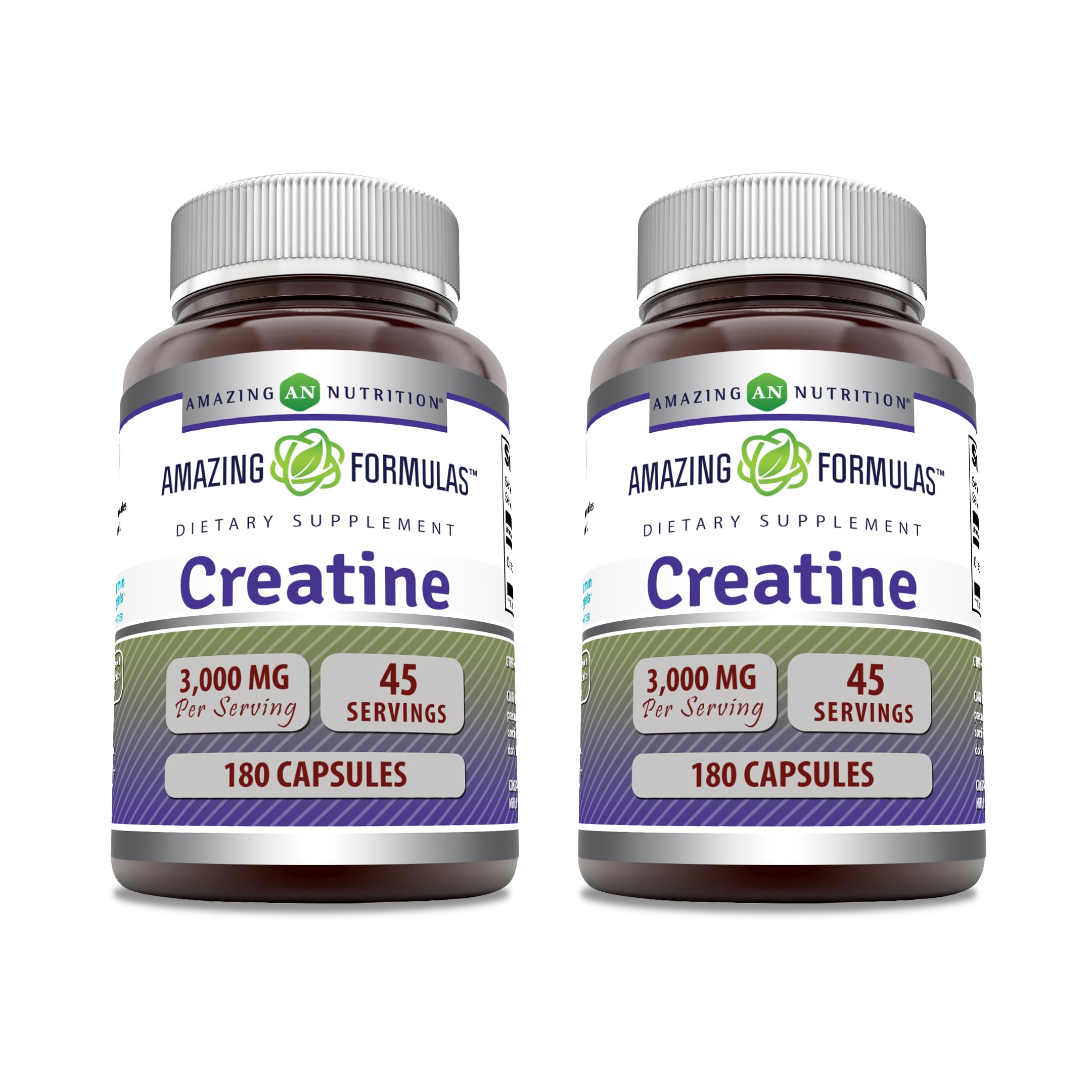 Amazing Formulas Creatine Monohydrate 3000 Mg Per Serving Capsules Supplement | Non-GMO | Gluten Free | Made in USA (2 Pack | 180 Count) Unflavored | 2 Pack | 180 Count