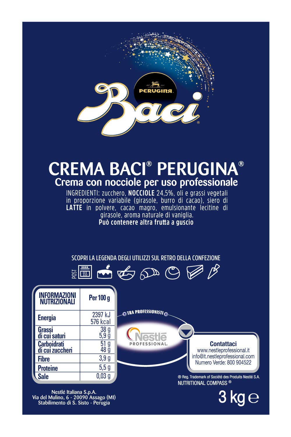 Baci Perugina Professionale Crema Con Granella Di Nocciole - 3 Kg
