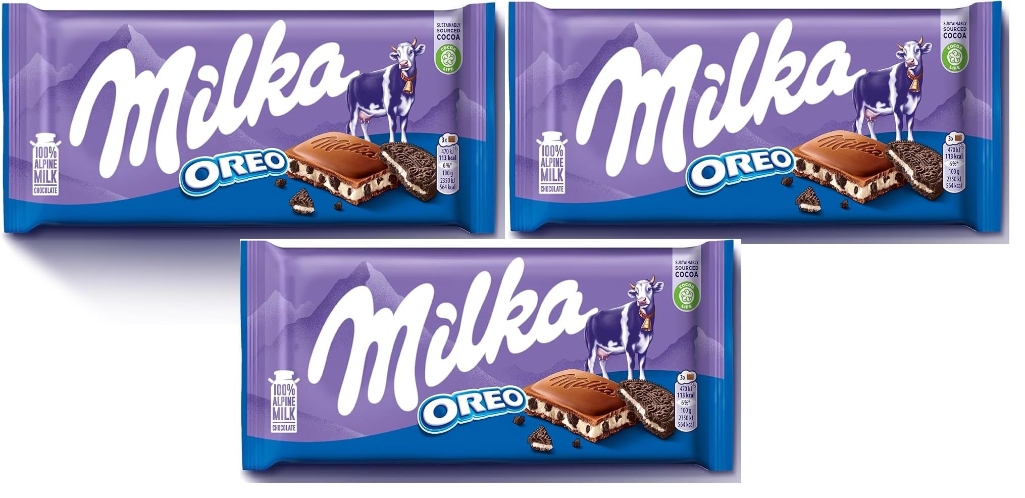Indulge in Milka's Oreo Chocolate Bar - 3 Pack Delight