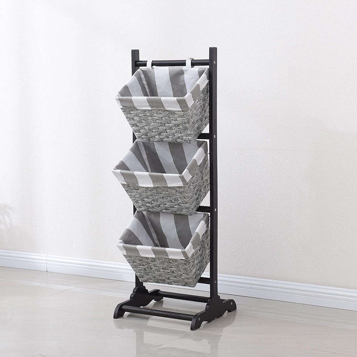 Water Hyacinth Storage Baskets Floor Stand with Market Basket Storage