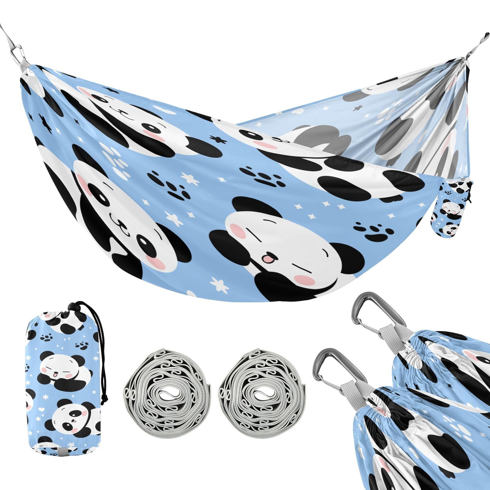 ATTX Cute Cartoon Panda Camping Hammock - Lightweight & Portable Hammocks, Heavy Duty 330lbs Capacity for Indoor, Hiking, Backpacking, Travel, Backyard, Beach#116