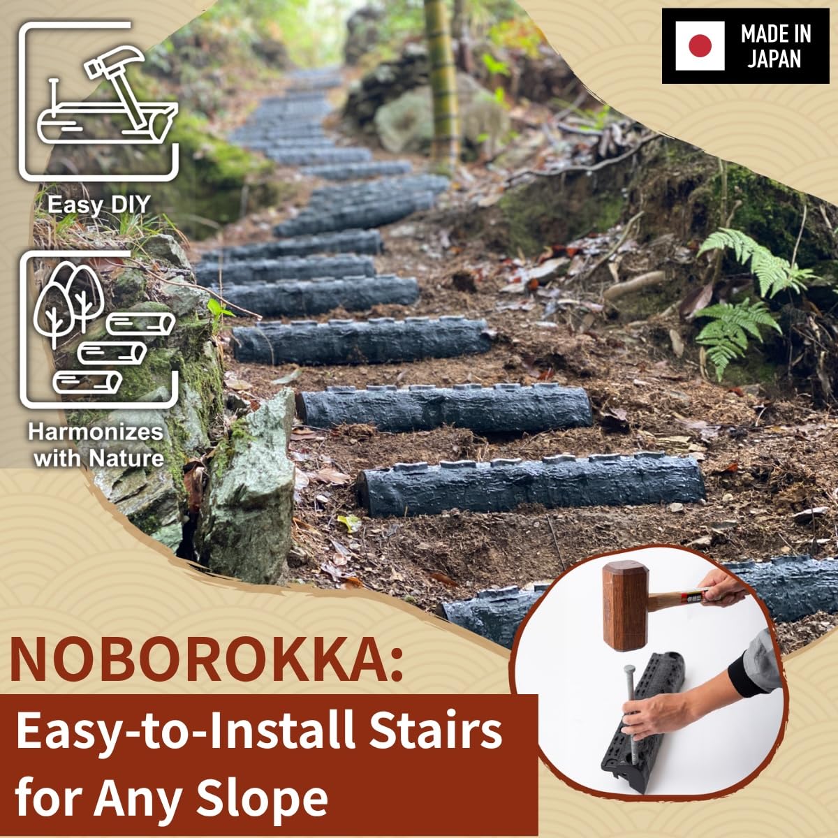 NOBOROKKA DIY Outdoor Stairs – Slip-Resistant, Durable Weather