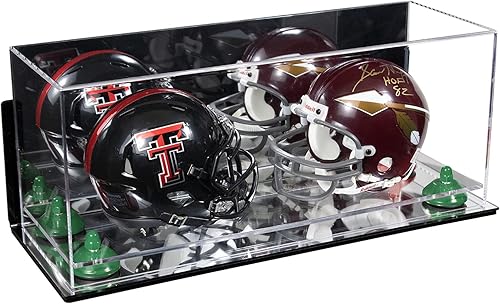 Miniatura 10 de Better Display Cases Acrílico 2 Mini casco de fútbol (no tamaño completo) vitrina con base de césped transparente (V46/A019)