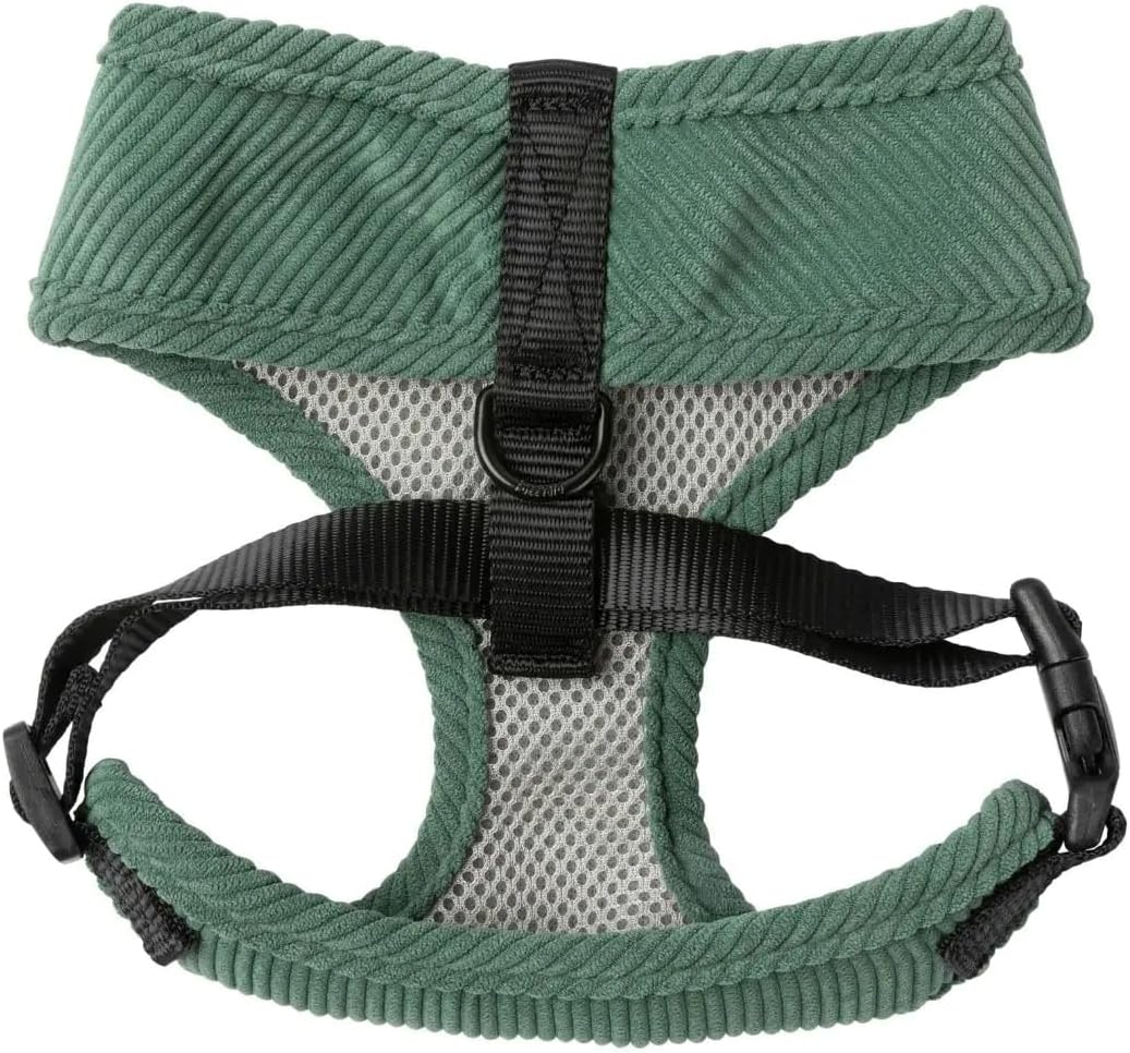 FuzzYard Life Corduroy Adjustable Dog Harness Solid Color (Myrtle Green, Small)