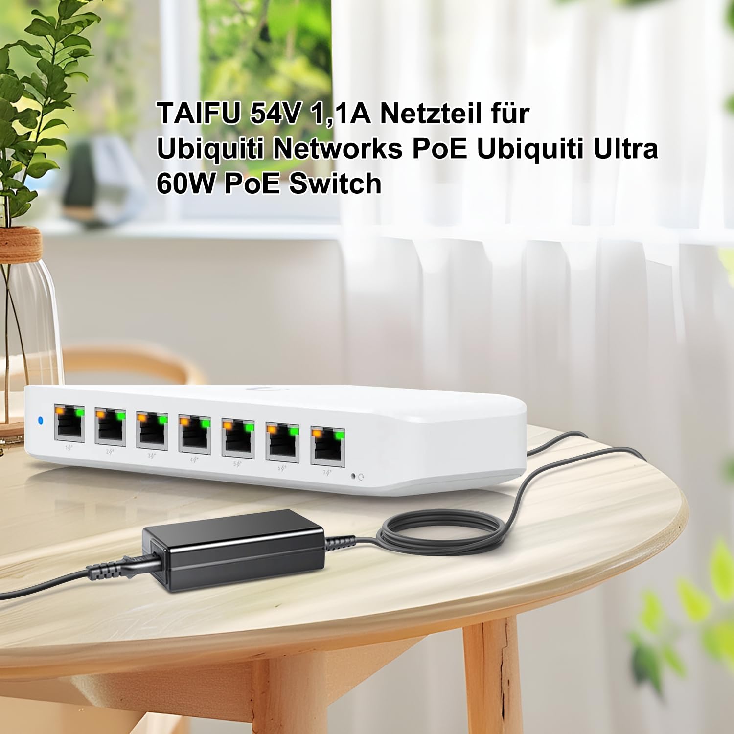 TAIFU 54V 1.1A Alimentatore Caricatore per Ubiquiti PoE Switch PoE Ubiquiti Ultra 60W UniFi S witch Lite USW-Lite-8-POE - S witch NY-PW0L2-05401100 Adattatore Caricabatterie Cavo Alimentazione