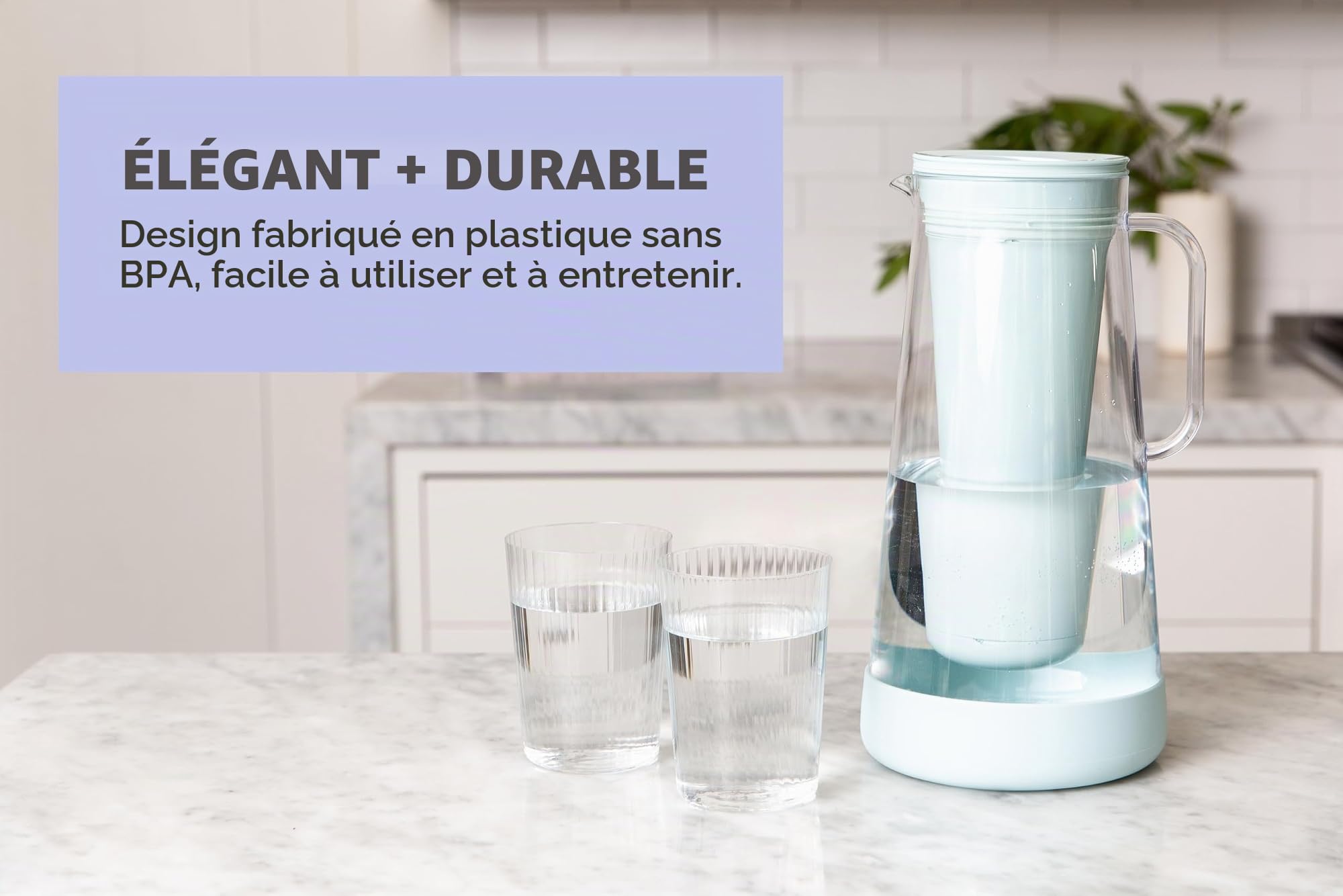LifeStraw Home – Pichet filtre à eau, 10 tasses, bleu orage, sans BPA, conçu pour une protection quotidienne contre les bactéries, parasites, microplastiques, plomb, mercure, PFAS et une variété de