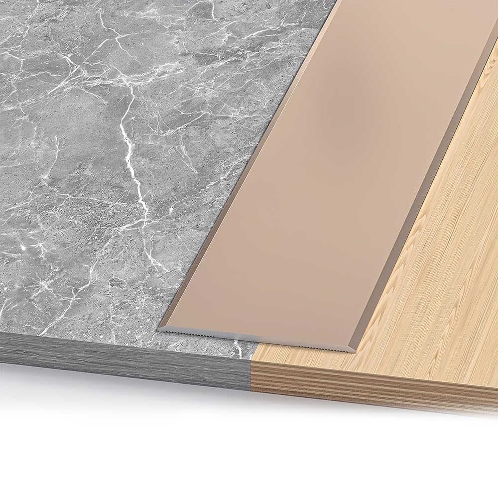 Samoprzylepna aluminiowa listwa przejściowa do podłogi, metalowy próg drzwi i bezszwowa ścianka działowa, do płytek laminowanych i dywanów, różowe złoto, 2 cm x 90 cm