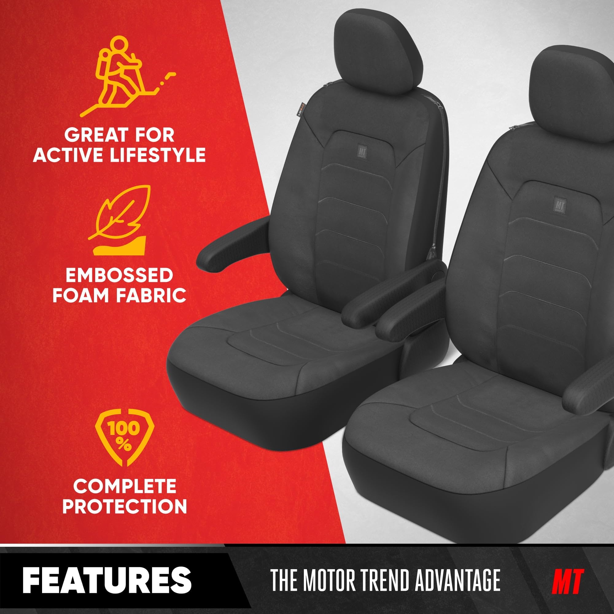 Neoprene Advantage wasserdichte Sitzbezüge - LKW, Van & SUV Sitzbezüge für Autos - Vordersitzbezug-Set mit Airbag-Kompatibilität, universelle Passform für Autositze, Schwarz (Armlehnenbezüge Nicht im