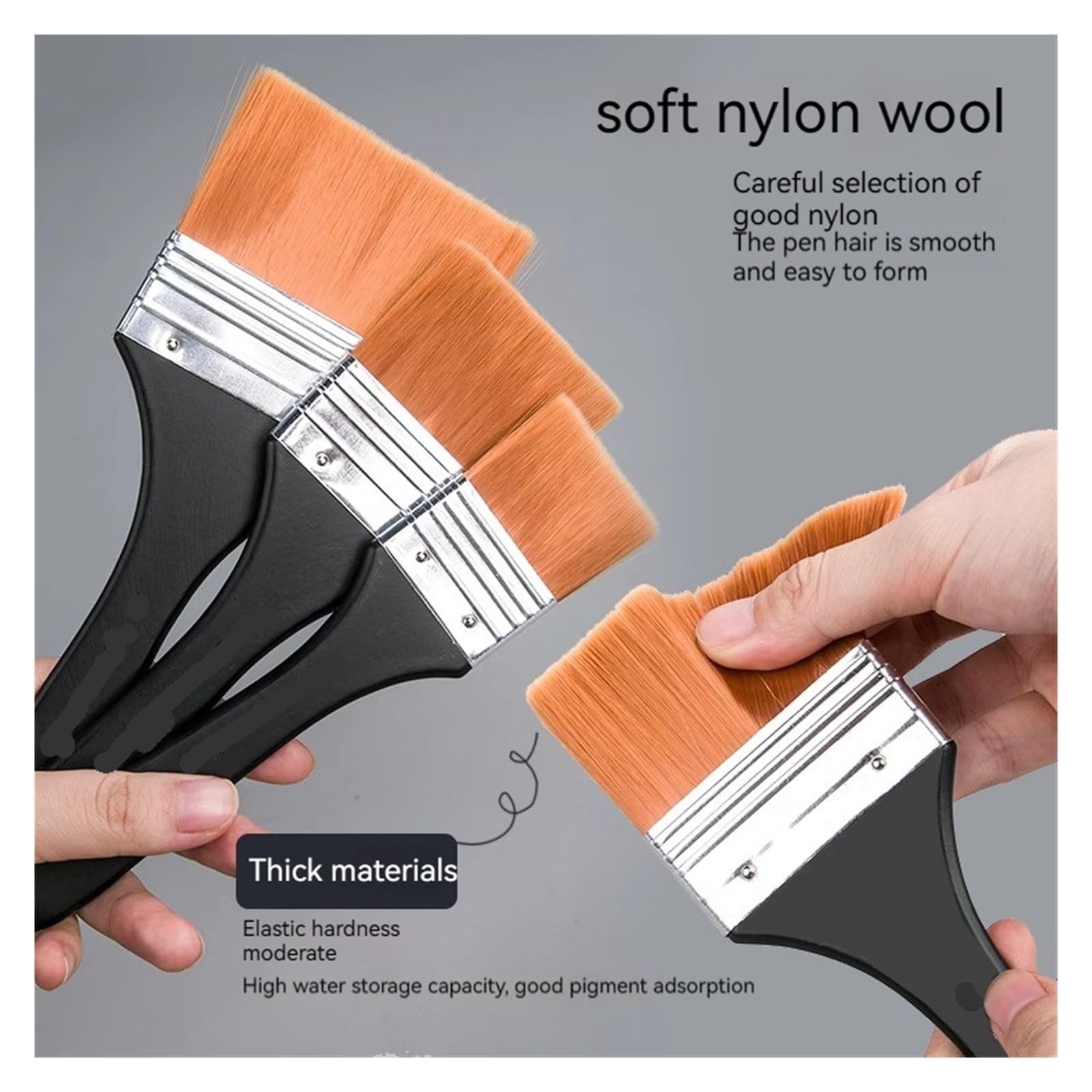 Pinselset 1/2/3/5 stücke Speicher Nylon Pinsel Set for Öl Zeichnung Aquarell Holz Malerei Werkzeuge Kunst liefert(4 5 6 7 8cm 5pcs)