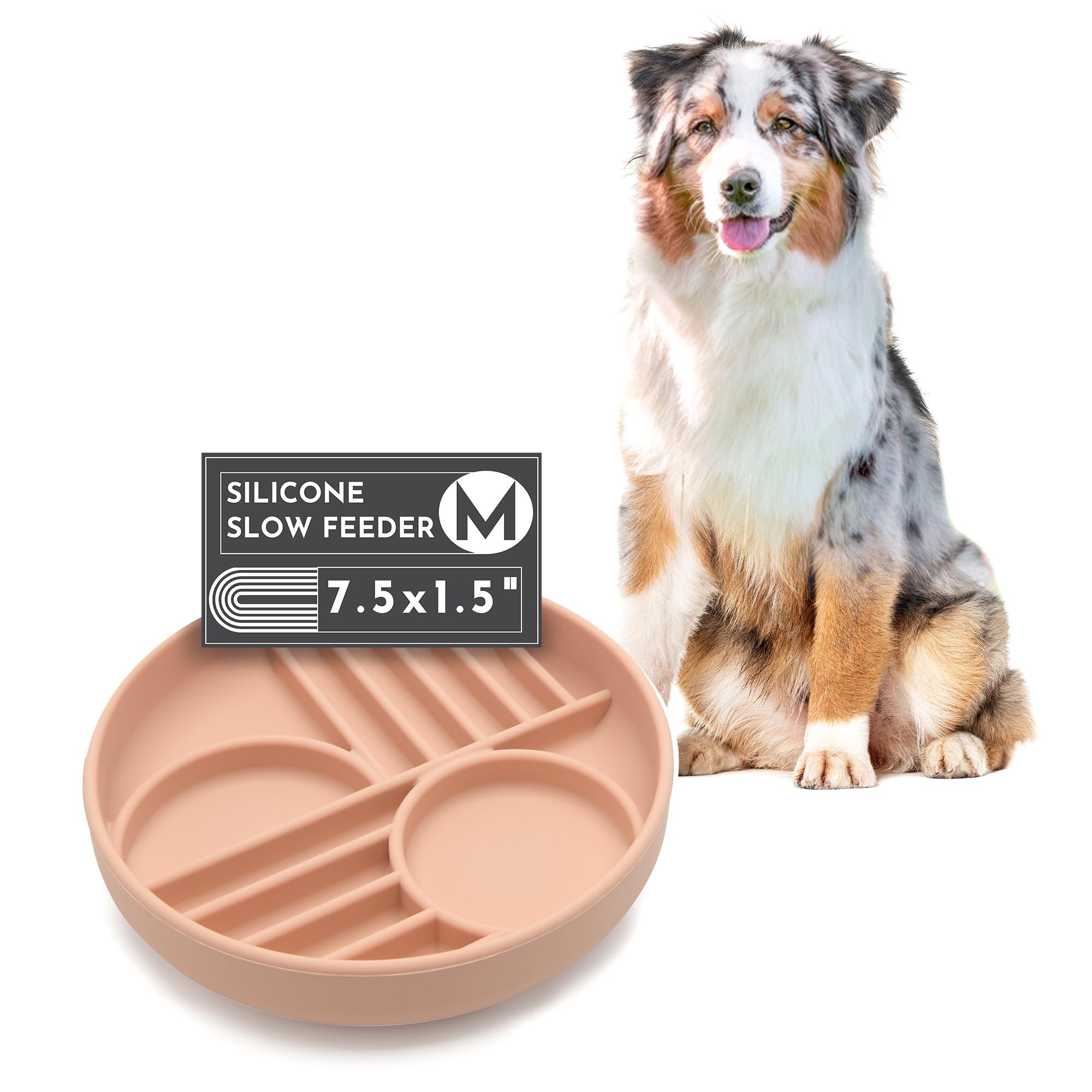 The Slowdown Bowl - Silicone Slow Feeder for Dogs & Puppies, Slow Eating, Modern Lick Mat Design, Reduces Gulping, Dishwasher Fit, for All Breed, Mealtime Challenge, Medium-Blush