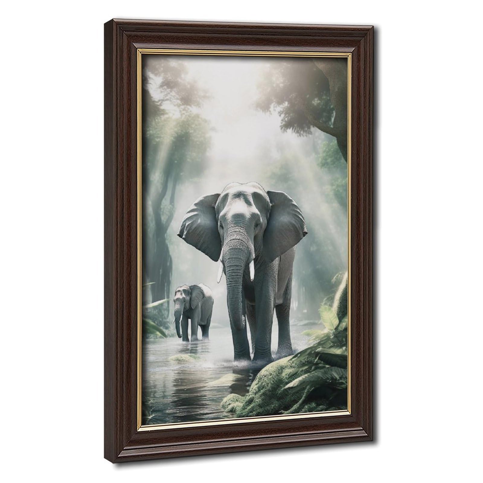Bareronor Elephants in The Jungle Canvas Poster Bedroom Decor Landscape Office Room Decor Gift 24" L X 36" W