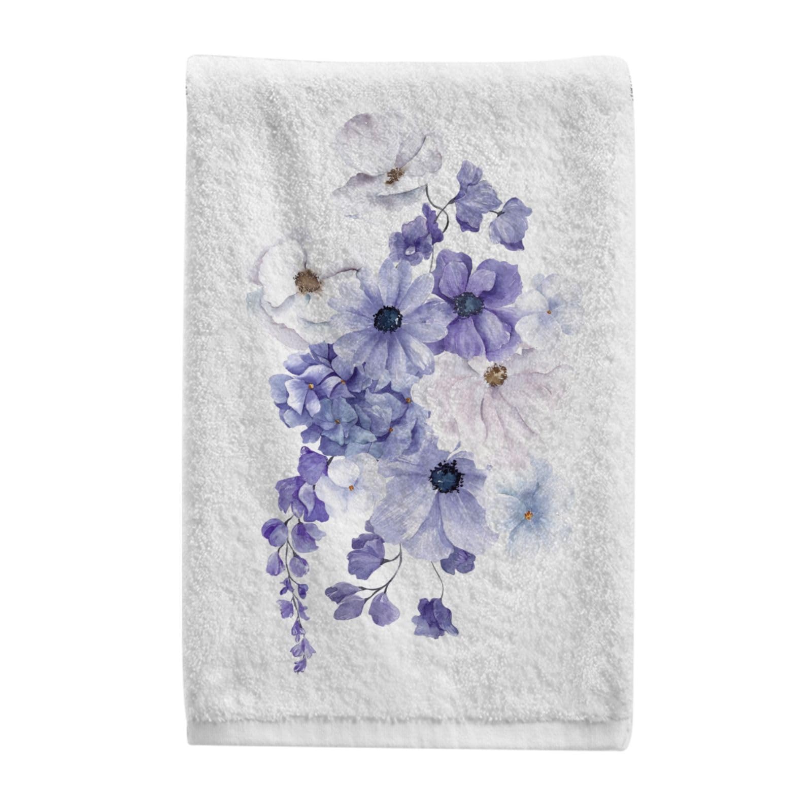 Serviette absorbante ALAZA à motif floral camélia et lavande en pur coton doux