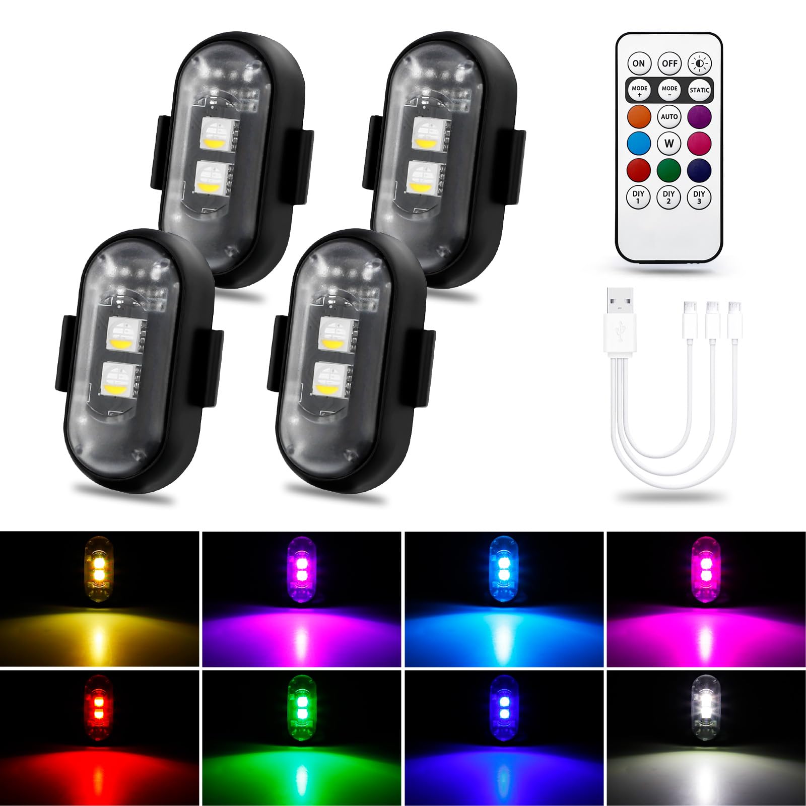 Amazon | MAZERO ストロボライト バイク LEDライト リモコン操作 8色