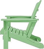 Vista 31 de KINGYES - Silla Adirondack plegable, sillas de patio de polietileno de alta densidad para todo tipo de clima, silla de césped con textura de madera