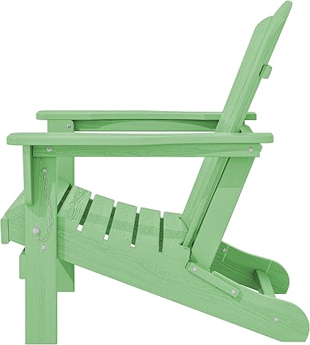 Vista 21 de KINGYES - Silla Adirondack plegable, sillas de patio de polietileno de alta densidad para todo tipo de clima, silla de césped con textura de madera