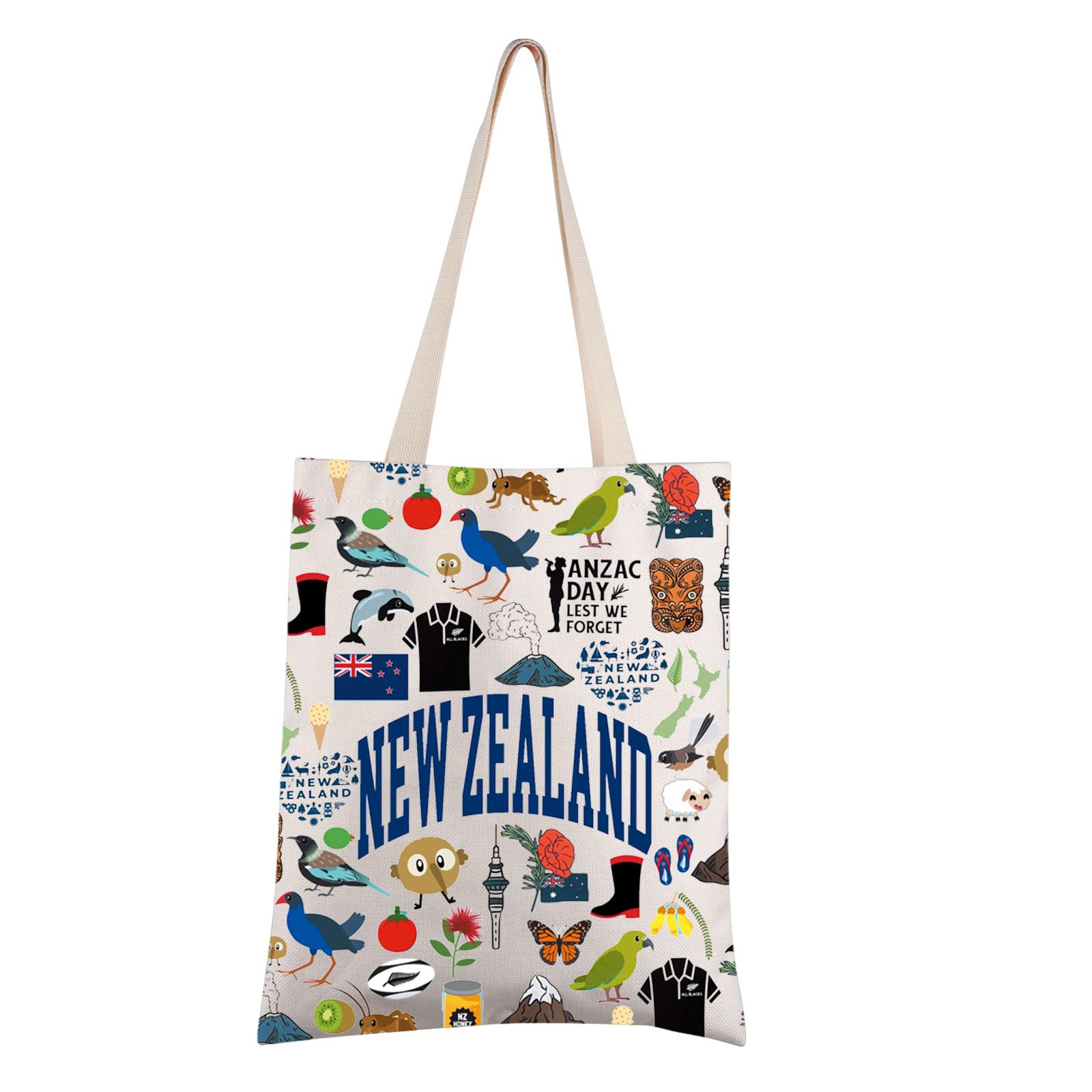 FEELMEM New Zealand Trip Gift New Zealand Travel Tote Bag New Zealand Vacation Reusable Shopping Bag New Zealand Lover Gift