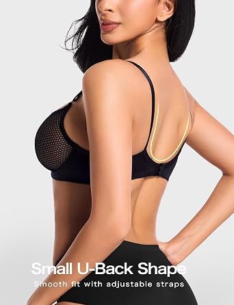 Deyllo Women's Sexy Lace Balconette Bra See Through Demi Unlined Bras Mesh Sheer Underwire