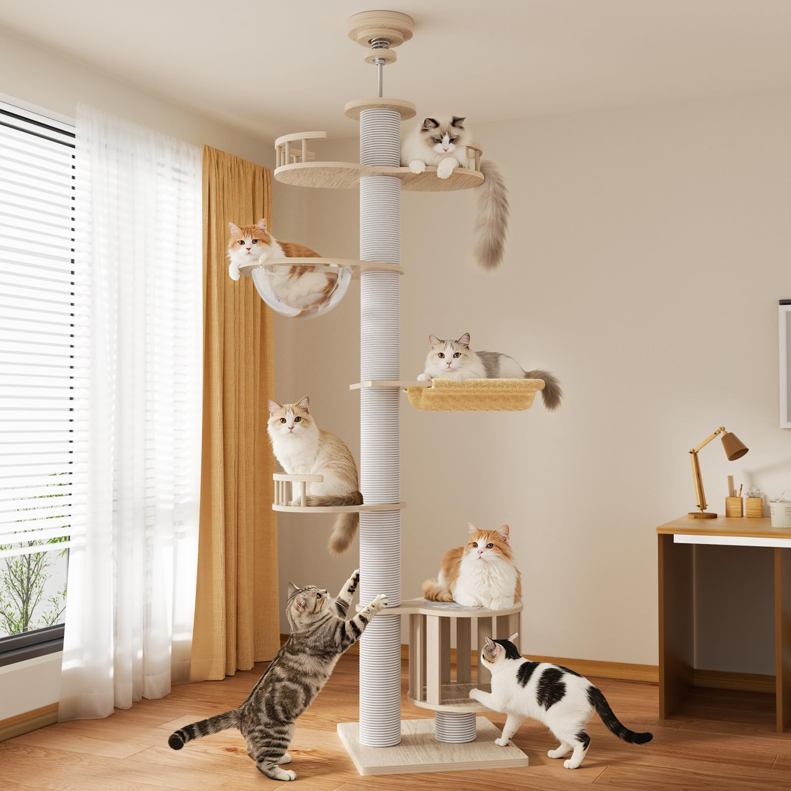 Amazon | [ChicKone] キャットタワー 突っ張り 木製 高さ200~290cm