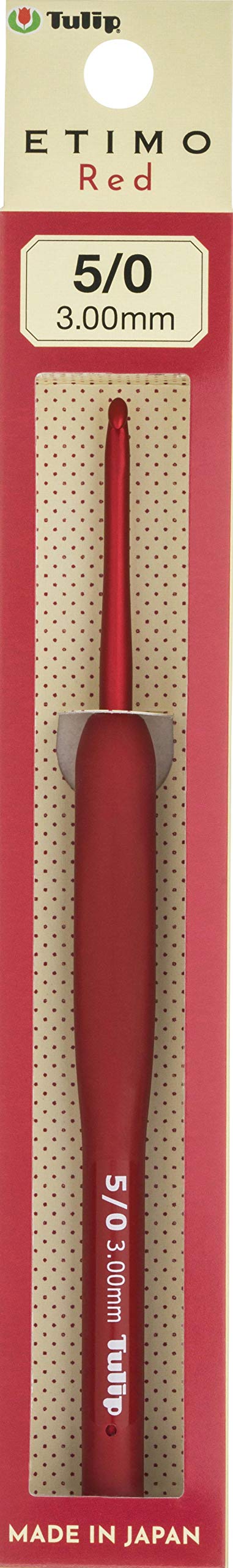 Tulip ETIMO Red Crochet Hook 5/0 3.00mm Cushion Grip Metal Japan
