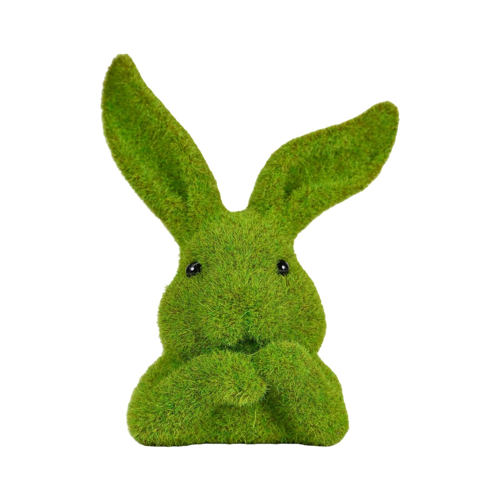 Hsioluted Artistic Easters Resin Flocking Rabbits Head Sculpture Home Decors Statue for Living Space Dining Area or Garden Decoration Faux Moss Rabbits Figurine Decors
