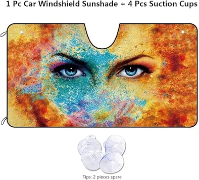 Car Windshield Sunshade Beautiful Blue Eyes Vehicle Front Windshield Sunshade UV Ray Reflector Sun Protector Sun Shade Visor, Keep Vehicle Cool, 55 x 30