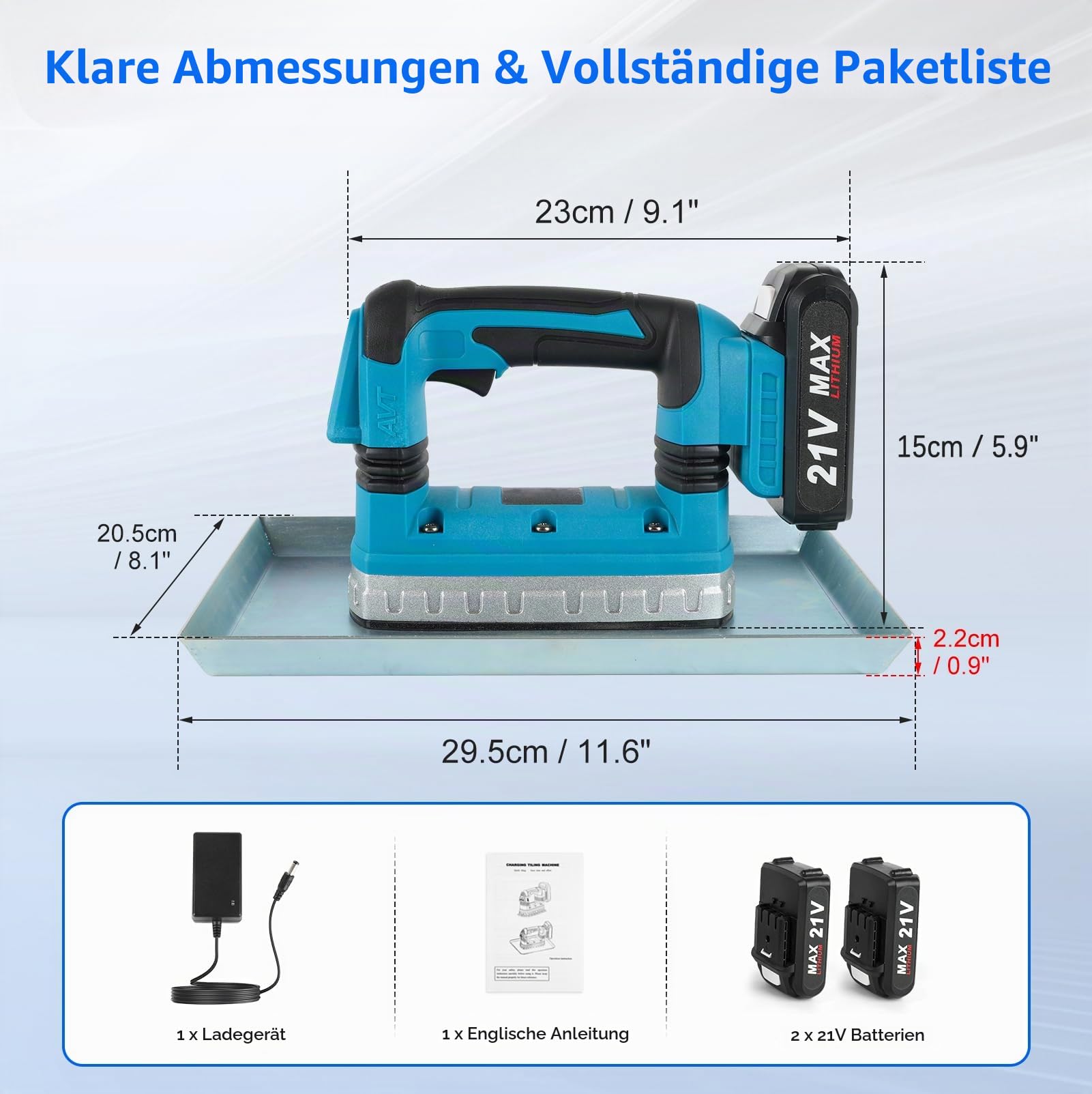 150W Akku Rüttelplatte, Elektrischer Handstampfer mit 2 Akkus, 6 Stufen