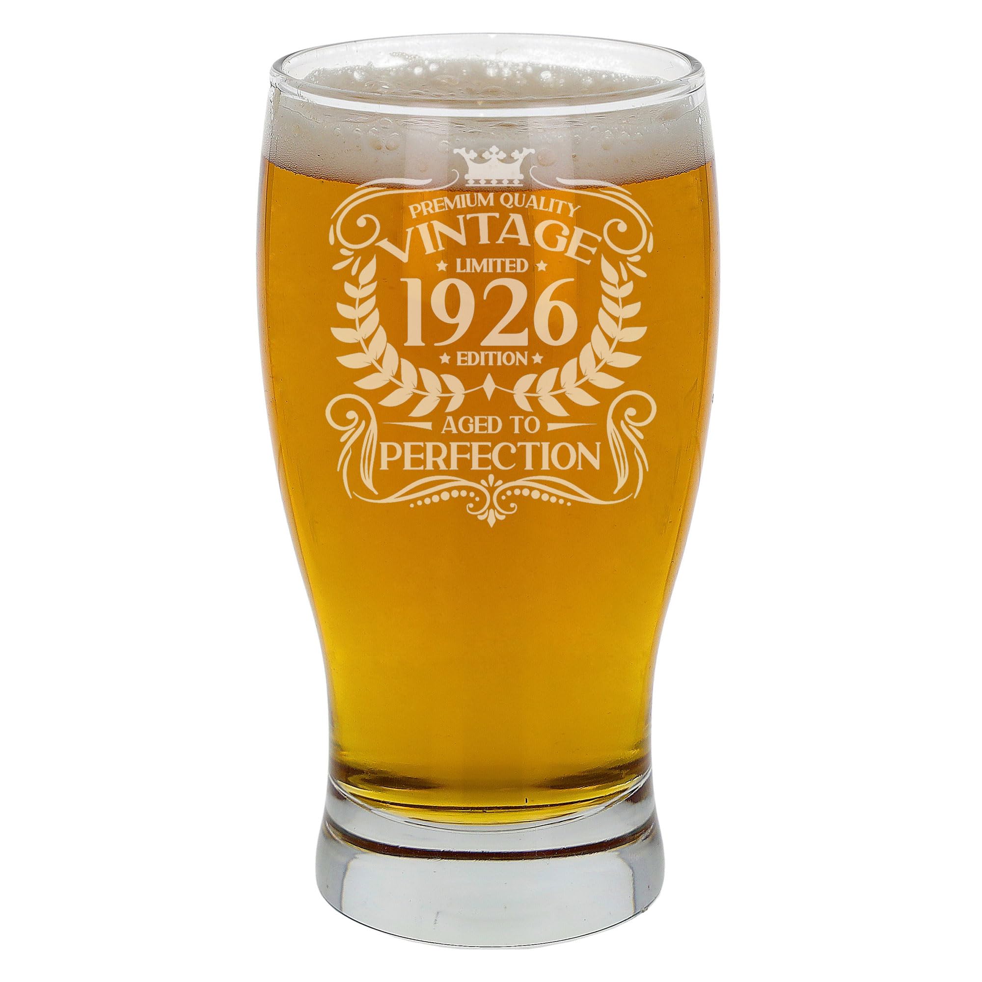 Always Looking Good 100th Birthday Gift for Men Vintage 1926 Aged to Perfection Engraved Pint Beer Glass Present for 100 Year Old Etched Cider Lager Beer Tulip Pint Glasses