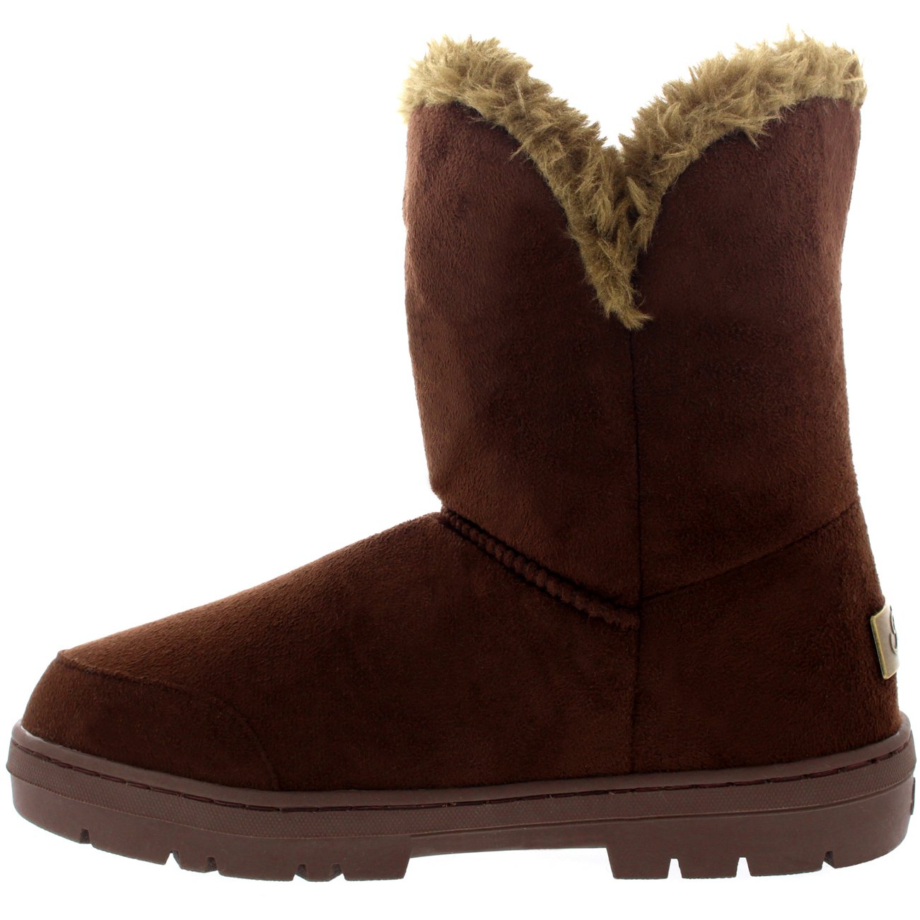 Holly Womens Single Button Faux Faux Waterproof Winter Snow Boots - Brown - 5 - BRO38 AEA0148