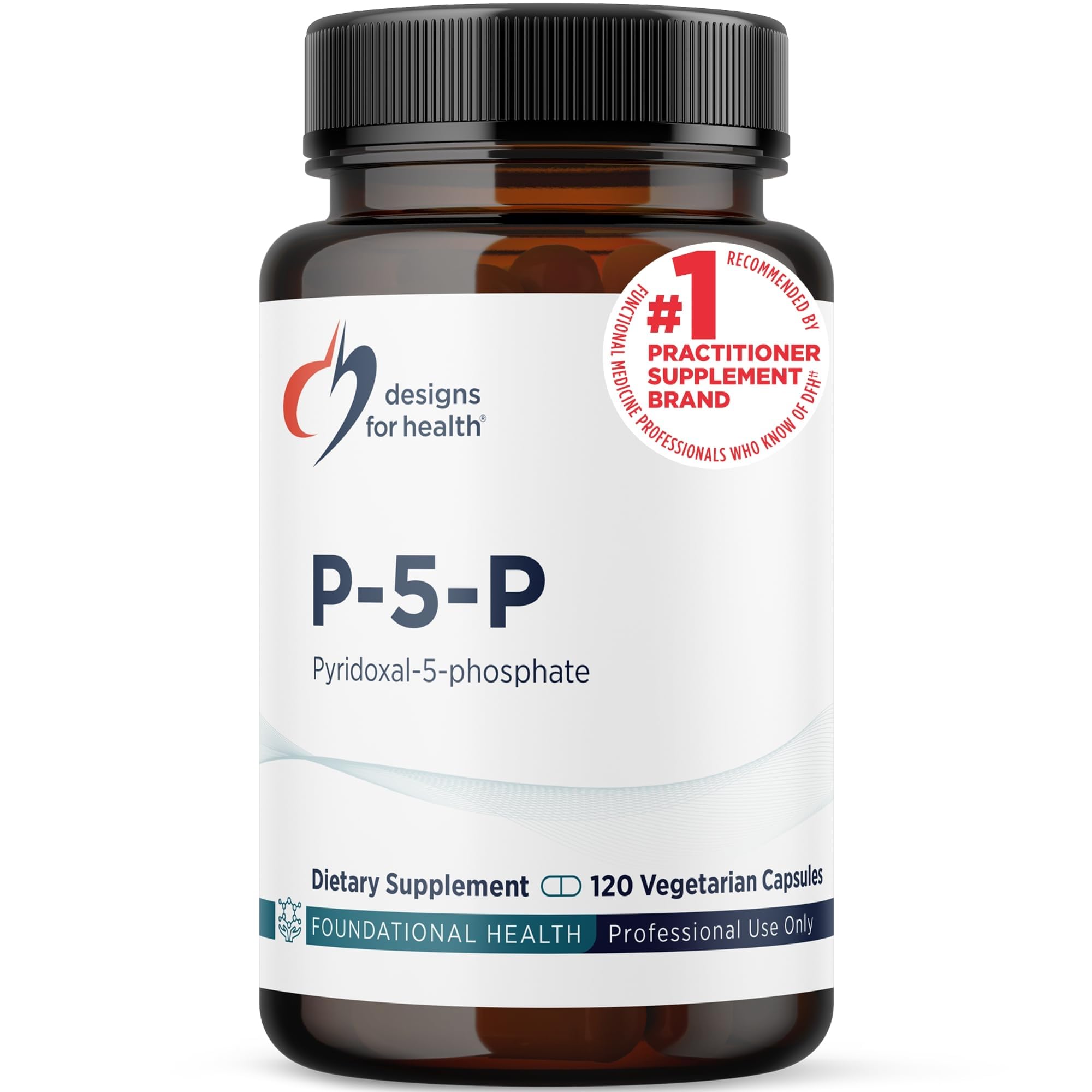 Designs for Health P-5-P - 50mg Vitamin B6 (P5P Pyridoxal-5-Phosphate) Supplement - Non-GMO, Vegan B-6 (120 Capsules) 120 Count (Pack of 1) Standard Packaging