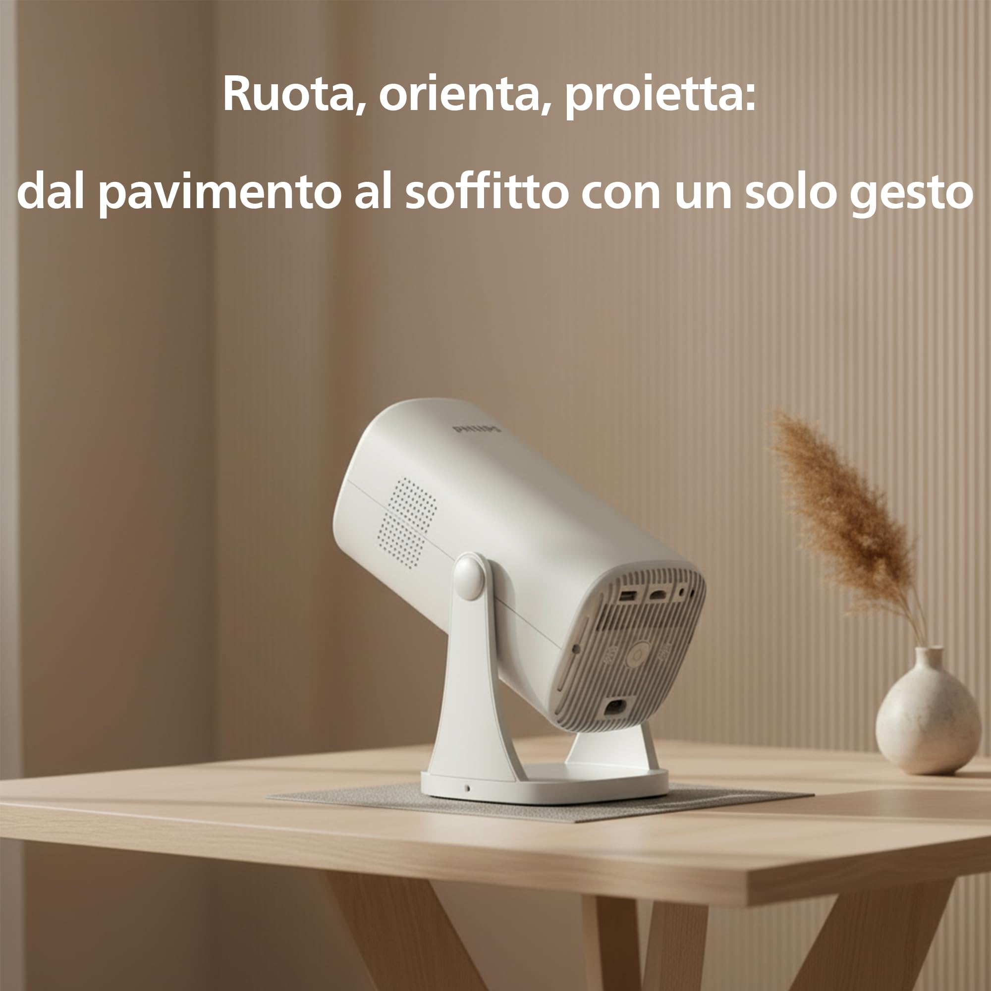 Philips, Neopix 244 - Proiettore Home Theatre Full HD 1920 x 1080p, 250 lumen, sorgente luminosa a LED, suono stereo 2 x 3 W, grigio