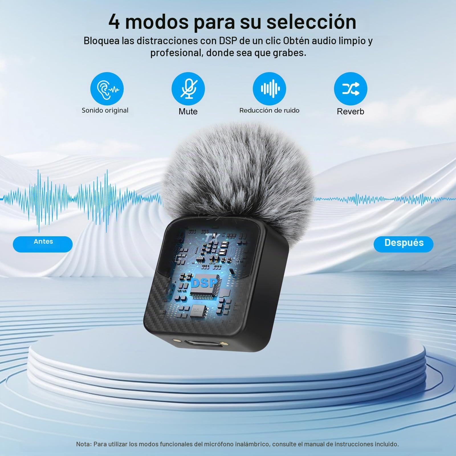 Mini micrófono Lavalier para iPhone/iPad/Android, mini micrófono Plug Play, reducción de ruido profesional, duración de 25 horas, micrófono inalámbrico Lavalier para vídeos, Vlog, YouTube, TikTok