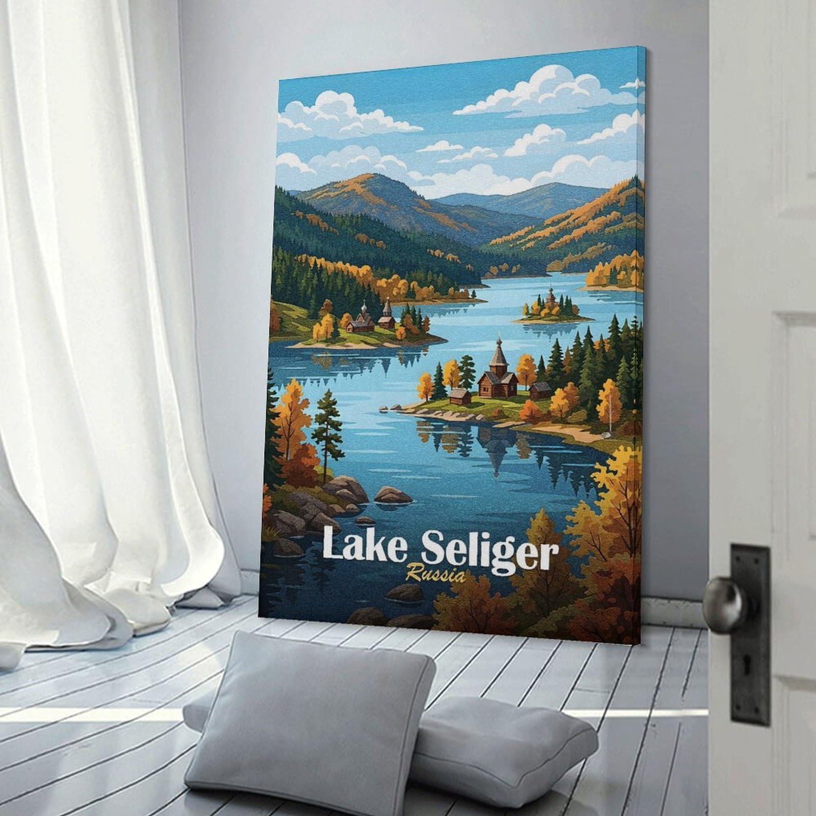 Junmoney Lake Seliger, Russia Landscape Art Room Decor Wall Art 16x24inch(40x60cm), for Bedroom, Guest Room Or Reading Nook, An Easy Wall Refresh for Bedrooms