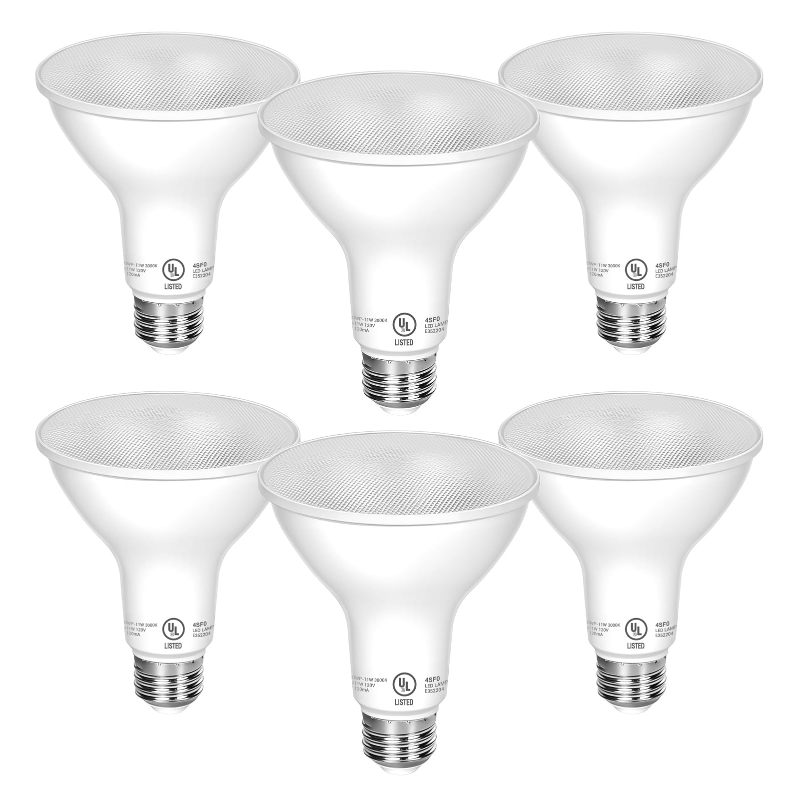 PAR30 LED Bulbs UL Listed, Dimmable Light Bulb, 11 Watt(75W Equivalent) Spotlight, E26 Base, 3000K Warm White Flood Light Bulbs for Living Room Kitchen Hotels Showroom, Indoor/Outdoor (6 Pack)
