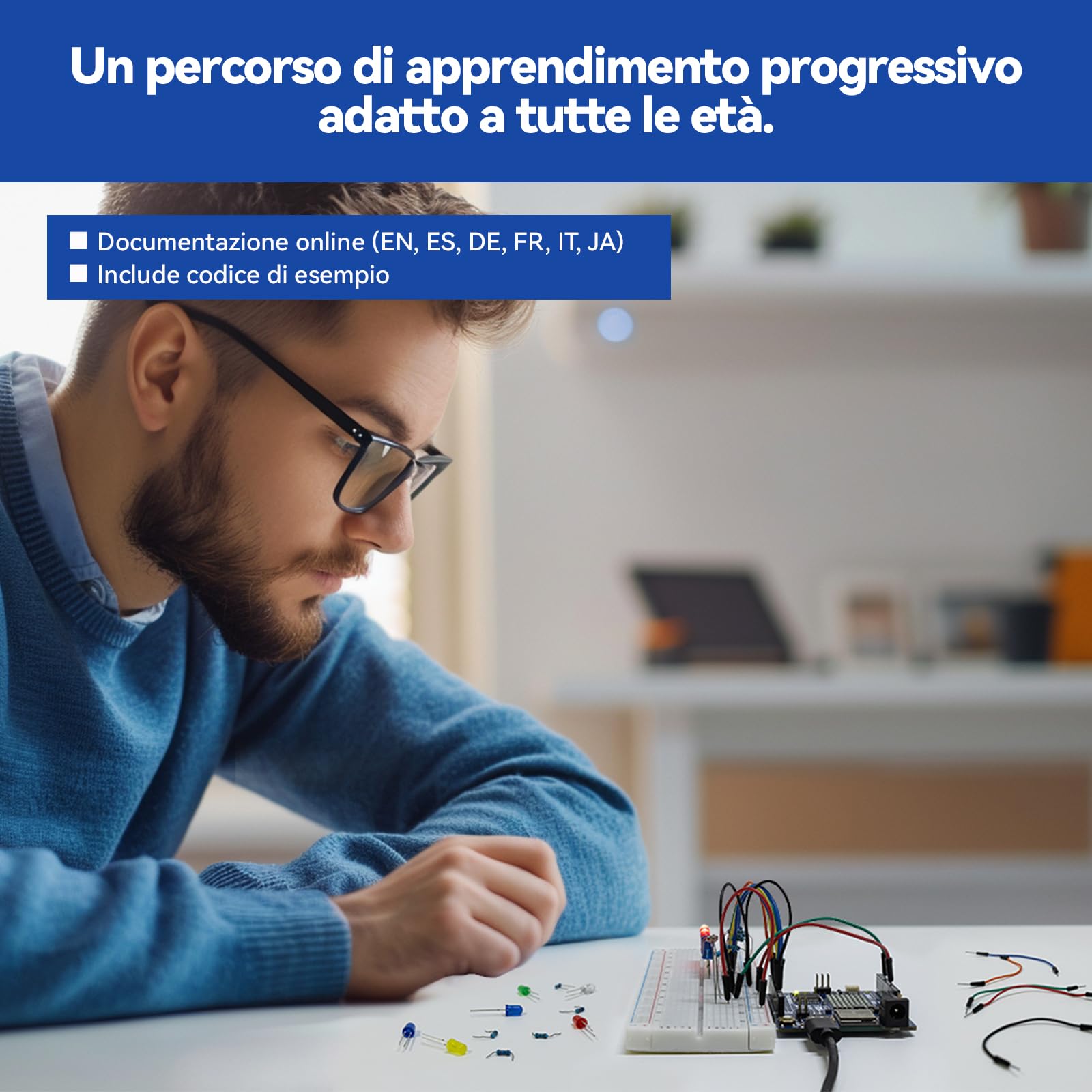 SunFounder Elite Explorer Kit con Originale Arduino Uno R4 WiFi, Conforme alla RoHS, Bluetooth IoT ESP32,IIC LCD1602 OLED,Super Starter Kit,Tutorial Online e Corsi Video per Principianti e Ingegneri