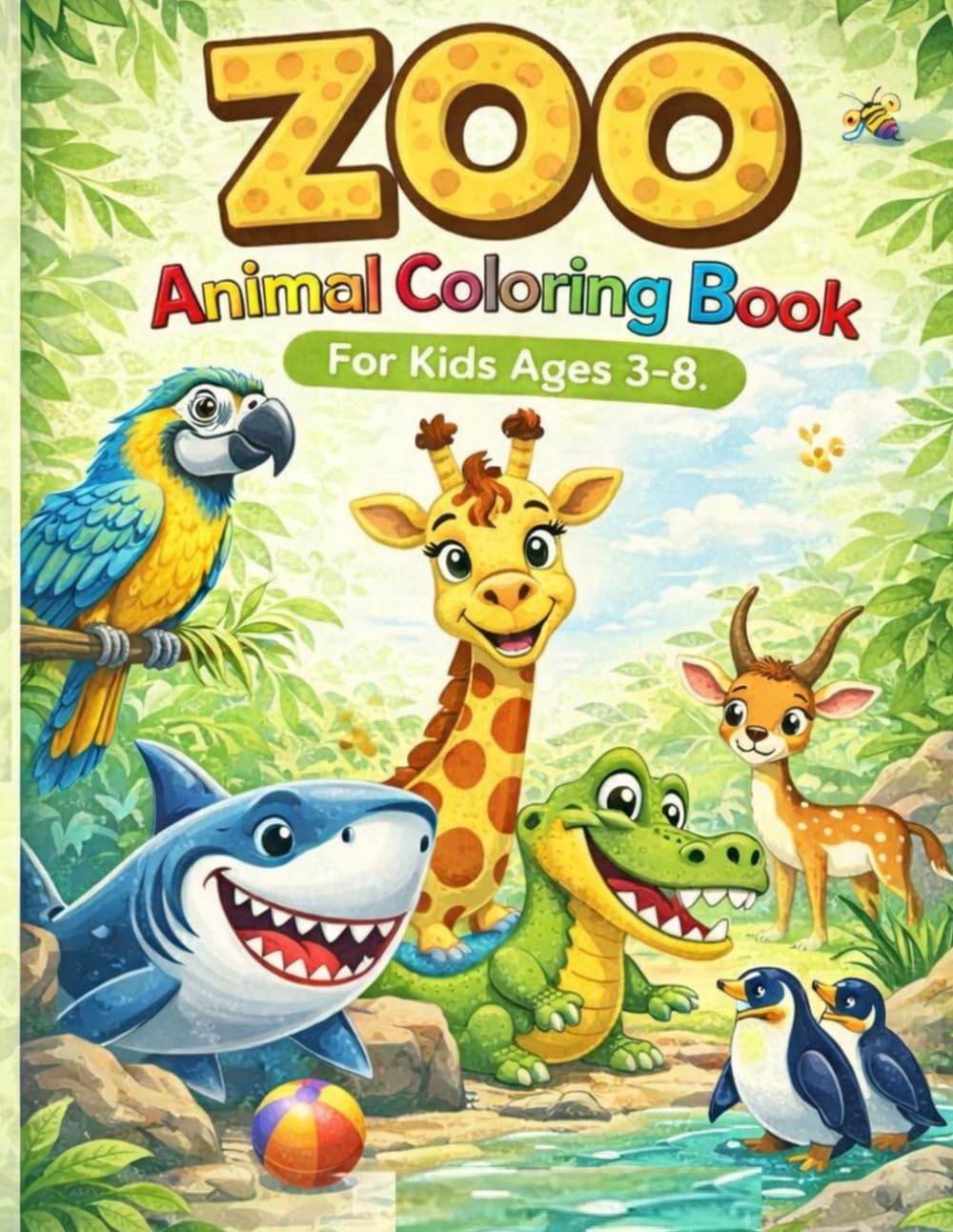 Zoo Animals Coloring Book for Kids Ages 3-7: 20 fun and easy animal coloring pages. Adorable zoo animals. Large, simple illustrations for toddlers and preschoolers. (Play and Learn – Ages 3–5)