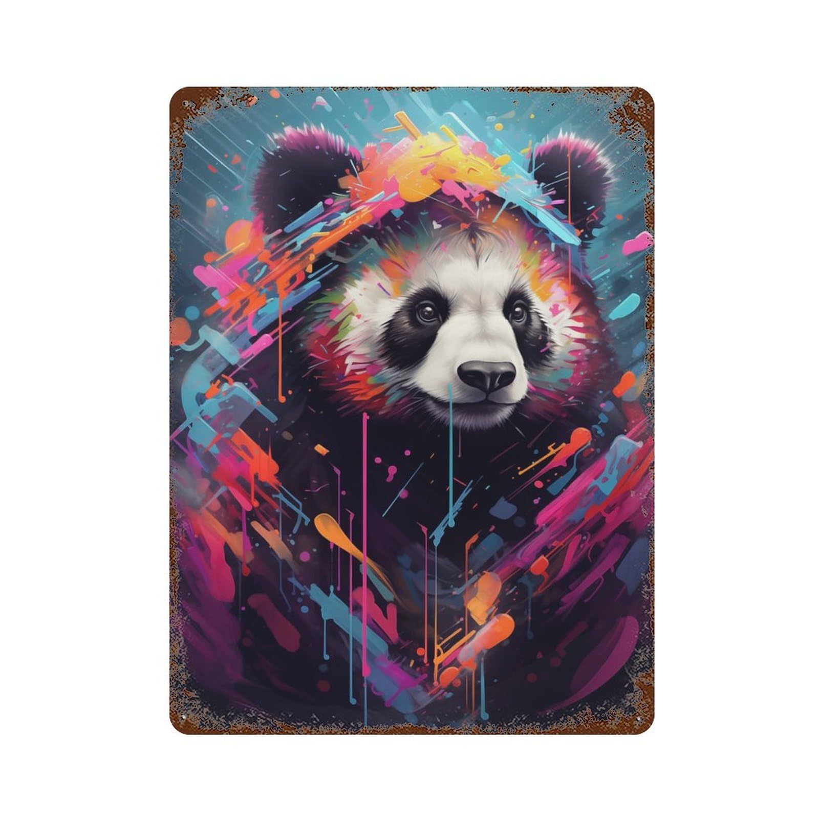 Decorative Tin Sign with The Comfortable Panda 2 Design 15.7"x11.8", for Garage, Bar And Workshop Decor, Farmhouse Wall Decor