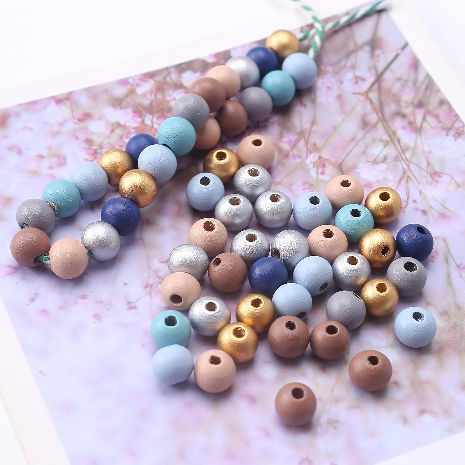 DAHI 400pcs Colorful Wooden Beads 12mm Wood Bead Round Blue Wooden Beads Assorted Color Natural Wooden Bead for DIY Jewelry Making（12mm） - Image 4