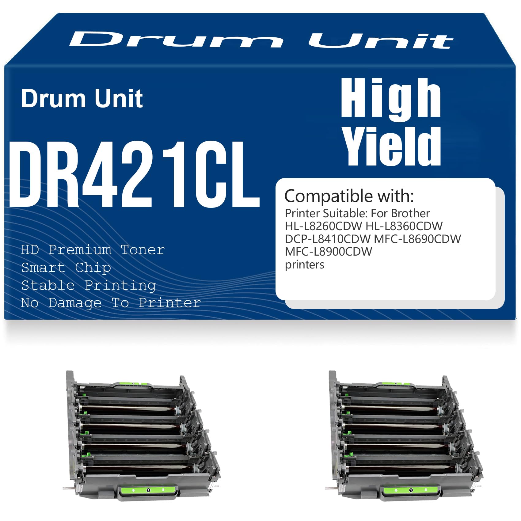 Unità tamburo compatibile HL-L8260CDW HL-L8360CDW tamburo di imaging DR421CL ad alta capacità per Brother DCP-L8410CDW MFC-L8690CDW MFC-L8900CDW Stampanti da 30000 pagine,2PC-Black