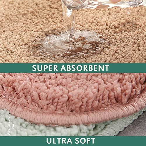 Miniatura 4 de Alfombra de baño de 16 x 24 pulgadas, microfibra de felpa lanuda absorbente de agua, lavable a máquina, antideslizante y suave, color café