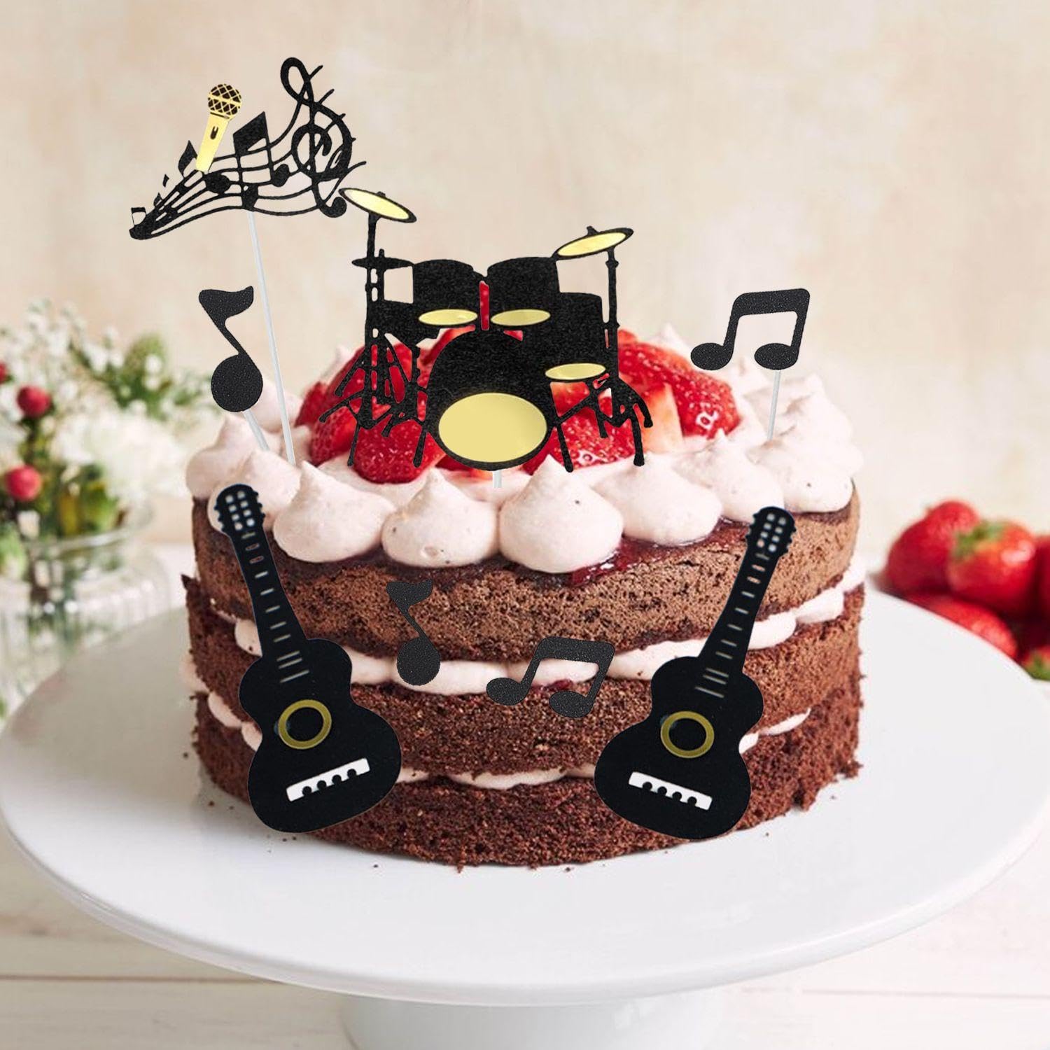 Fantastico set di decorazioni per torta a forma di chitarra e musica - Italia