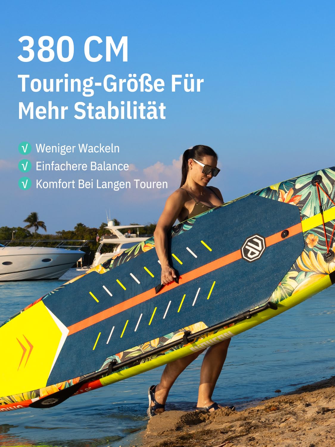 Niphean 380 cm Stand Up Paddling Board, 280 kg Tragfähigkeit Touring SUP Board mit Komplettem SUP-Zubehör&Kickpad, Stabiles Inflatable Paddle Board for Adults Racing-Surfing (Anfängerfreundlich)