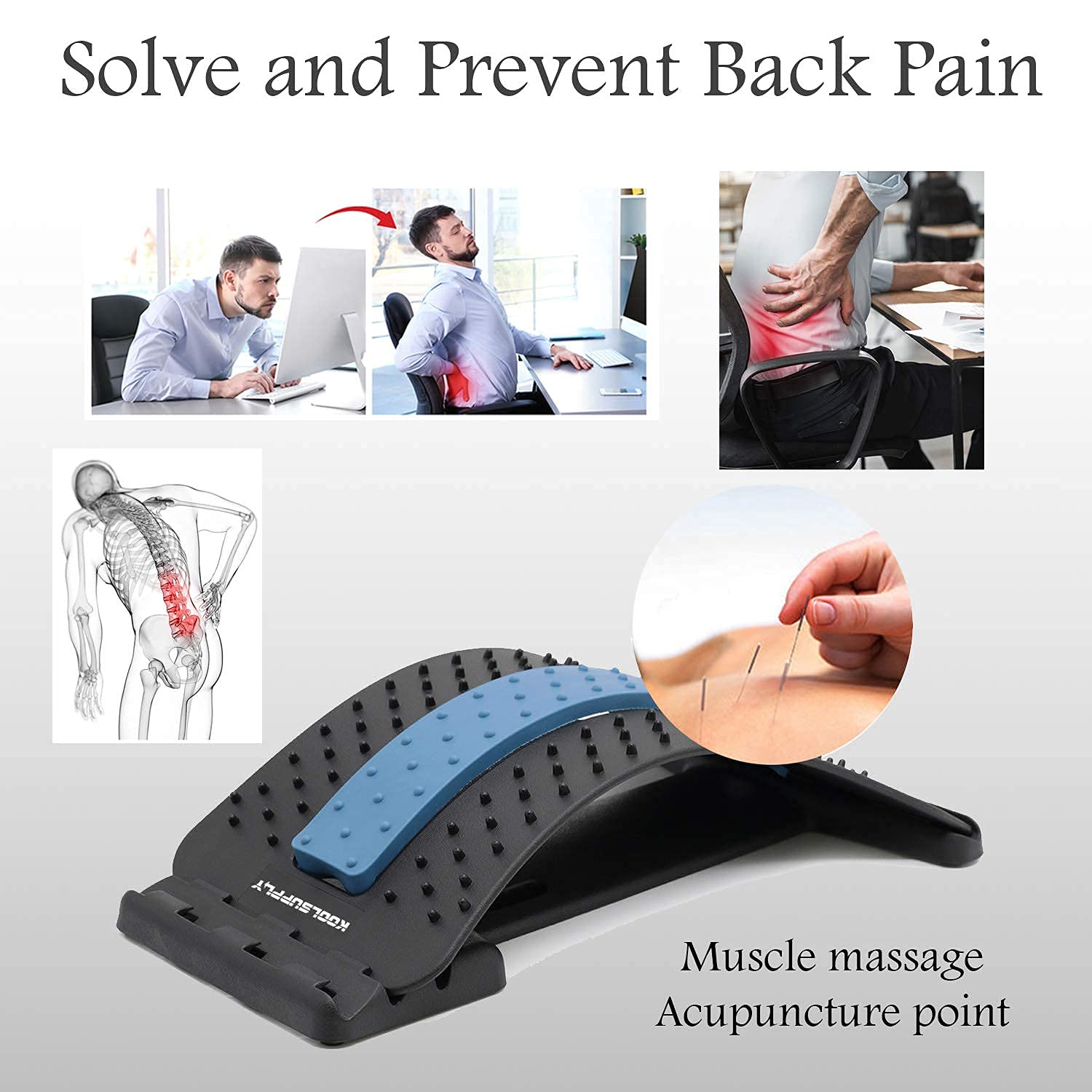 Back Cracking Device, Koolsupply MultiLevel Lower Back Stretcher