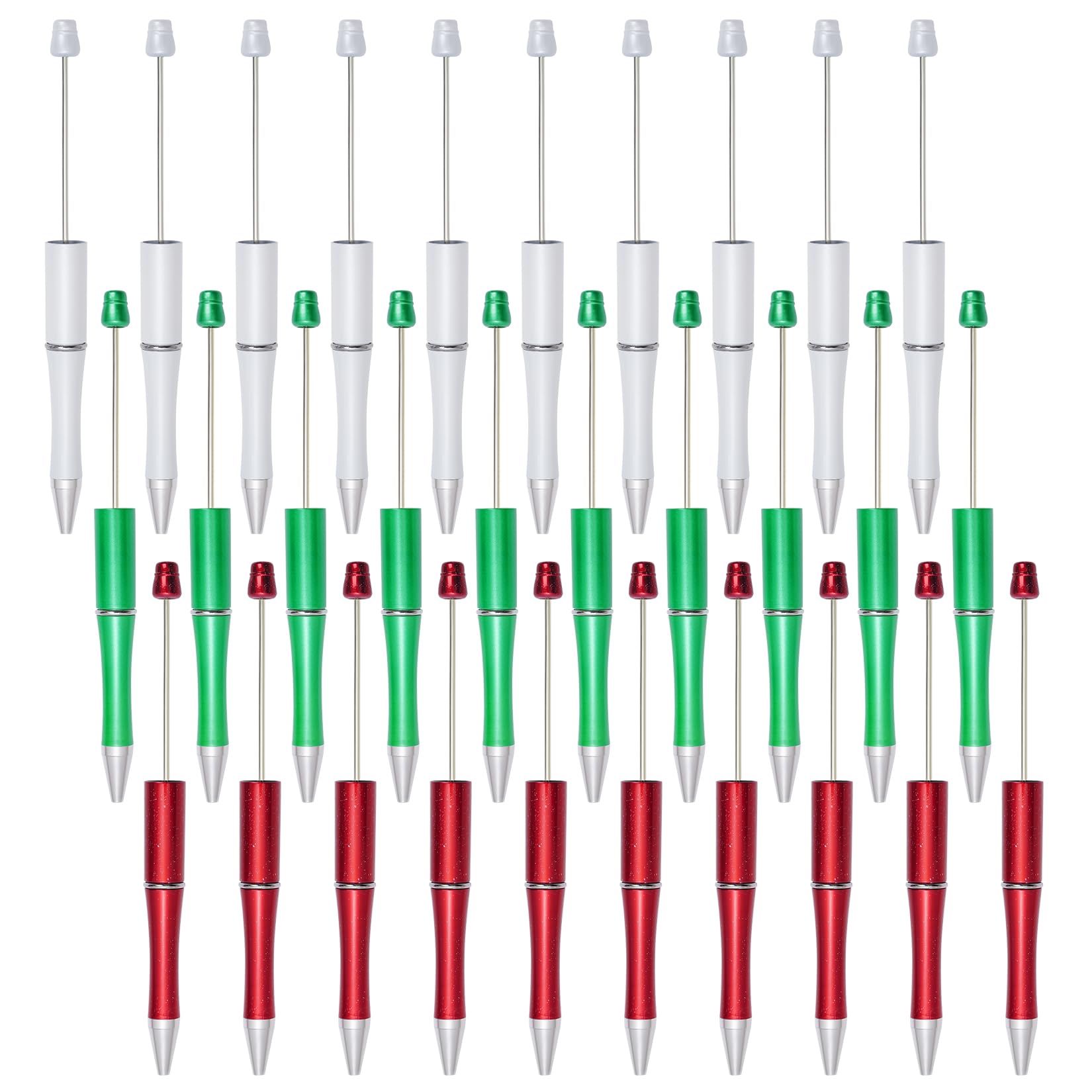 jiebor 30Pcs Christmas Beadable Pens Plastic Bead Ballpoint DIY Cute Cool Pens Black Ink for Women Men Bridal Graduation Gift Office Supplies