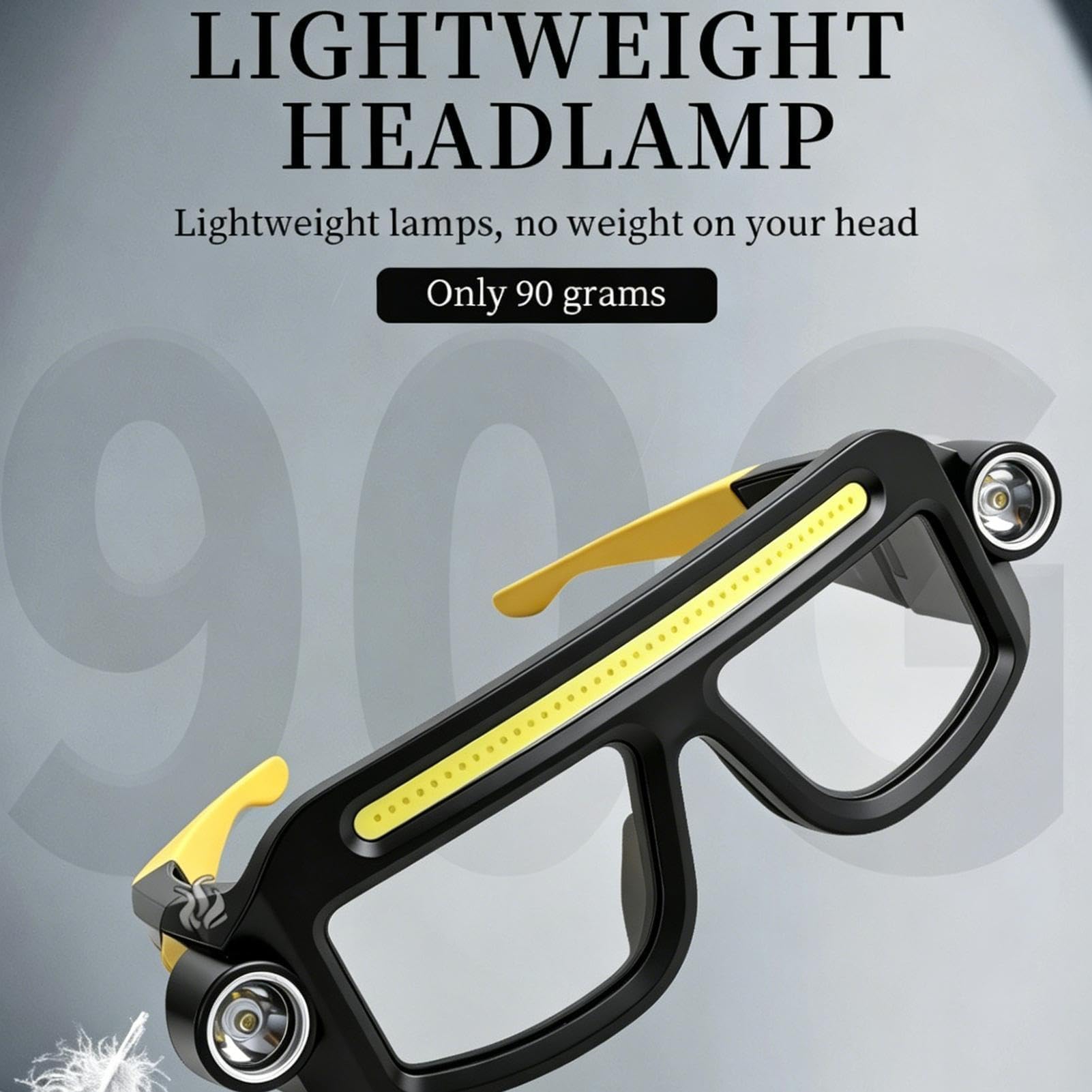 Linterna frontal recargable, recargable y regulable con lentes, faro para correr, manos libres, para pesca nocturna al aire libre, ciclismo, correr, camping, senderismo, escalada, trabajo