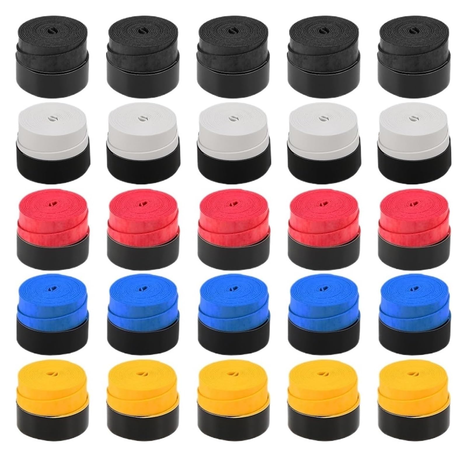 Cinta para el Mango de la Raqueta, Cinta Overgrip for Agarre de Raqueta Tenis bádminton, Blanco/Negro/Multicolor, 10/25/60 Piezas