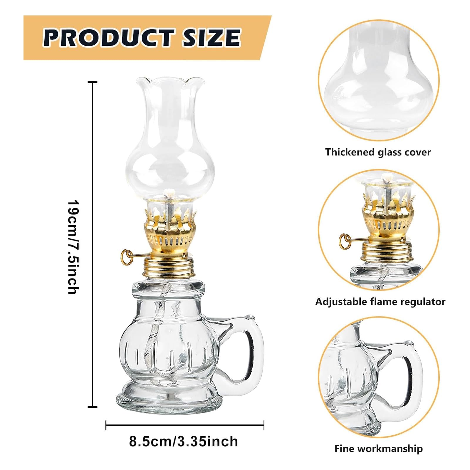 2 Stück Glas Petroleumlampe Öllampe Laterne, Öllampen Aus Glas, Petroliumöllampe Vintage Petrollampe Kerosinlaterne Petroleum Lampen Öl Lampen, Für Wohnzimmer, Esszimmer, Garten, Notfalleinsatz