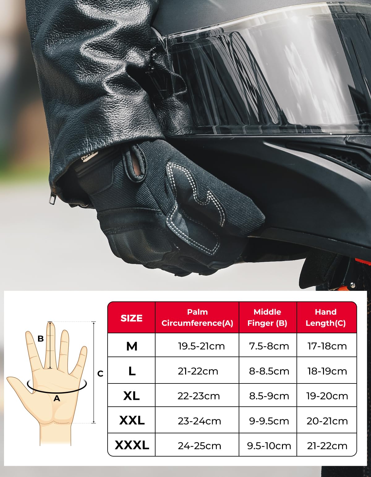 KEMIMOTO Outddoor Rękawiczki męskie, taktyczne z ochraniaczem i ekranem dotykowym, oddychające, pełne palce, rękawice motocyklowe do motocrossu, quada, skutera, skutera, roweru górskiego